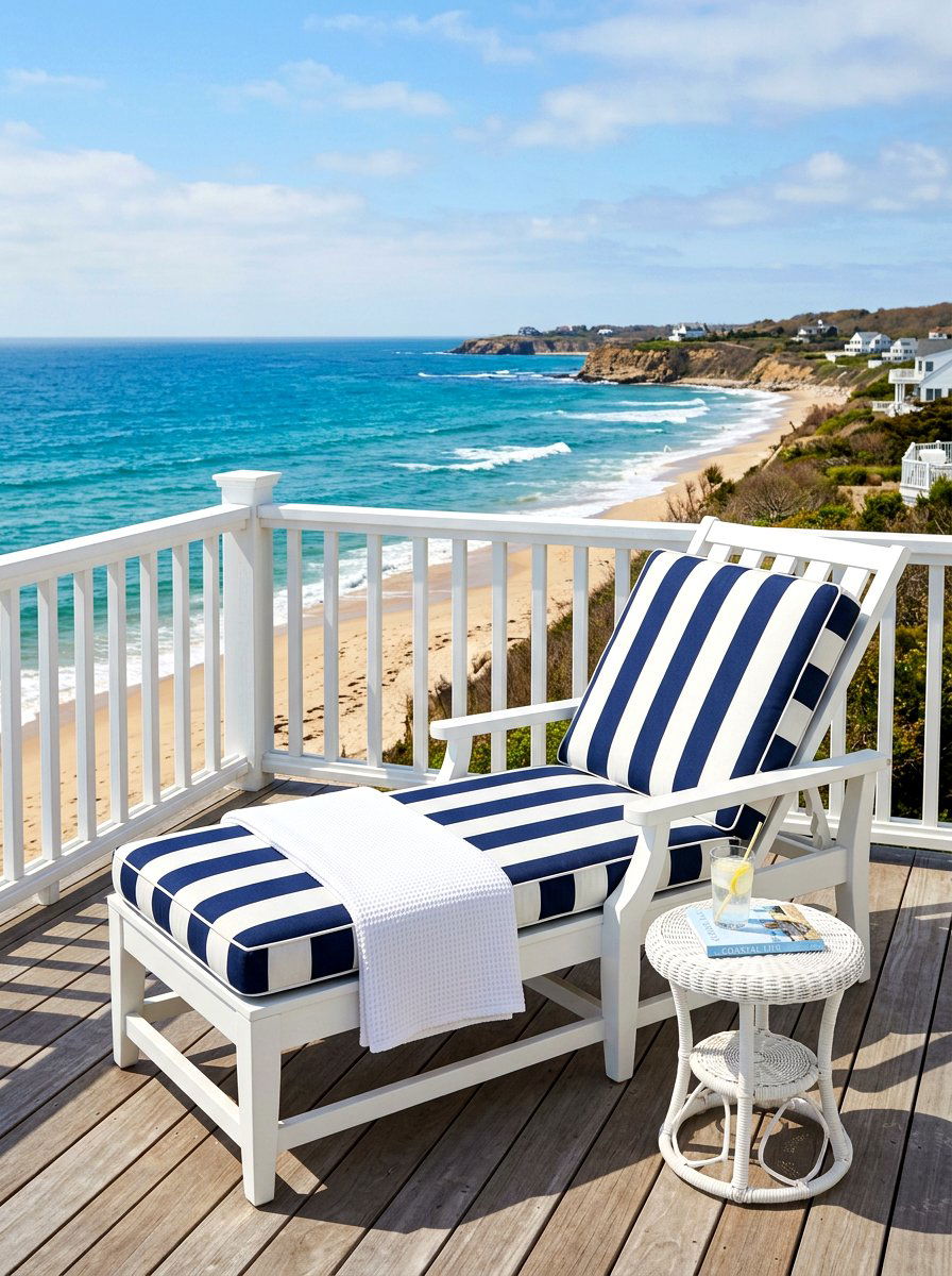 Coastal White Chaise - 30 chaise lounge patio ideas