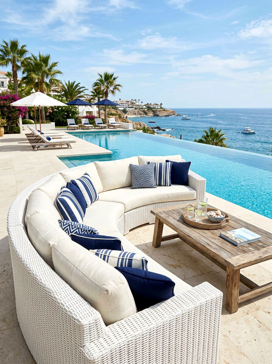 Coastal White Curved Sectional - 30 curved patio sofa ideas