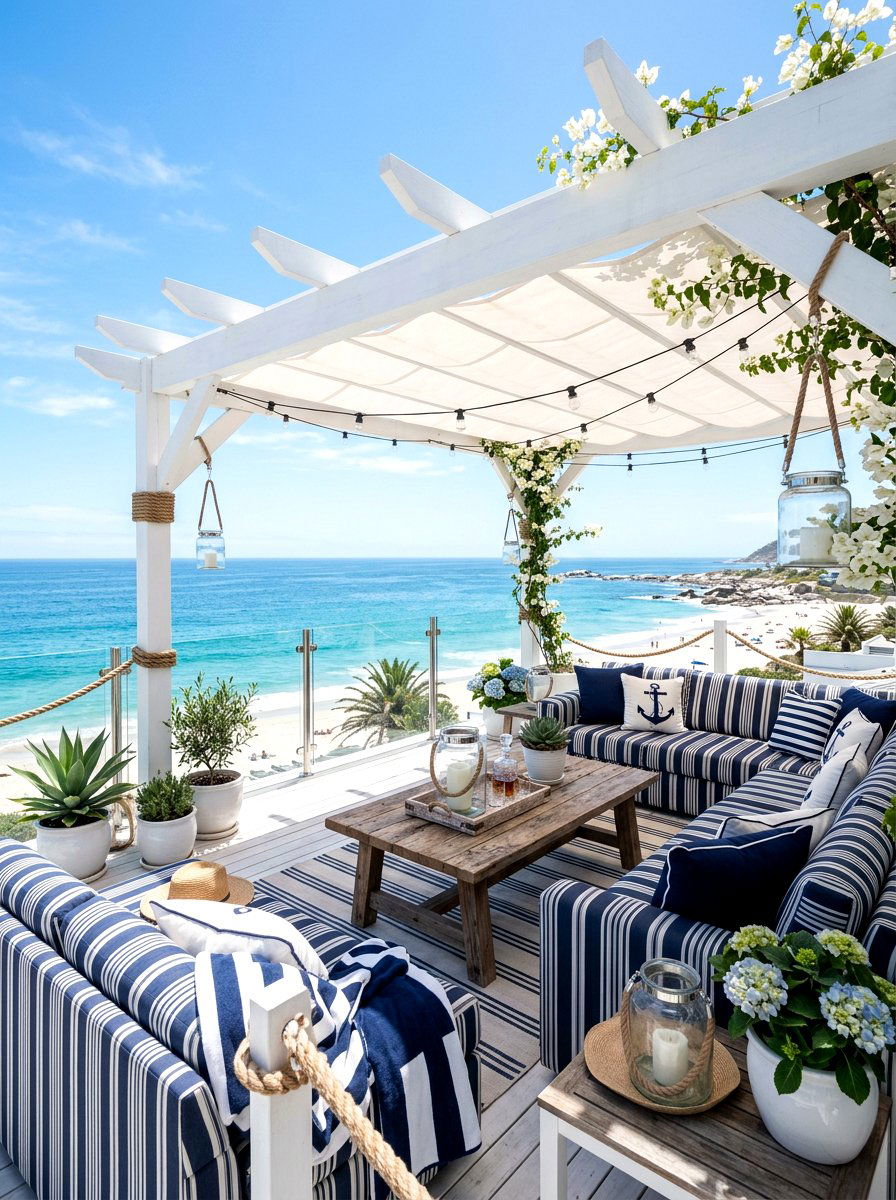 Coastal White Deck - 30 boutique hotel patio ideas