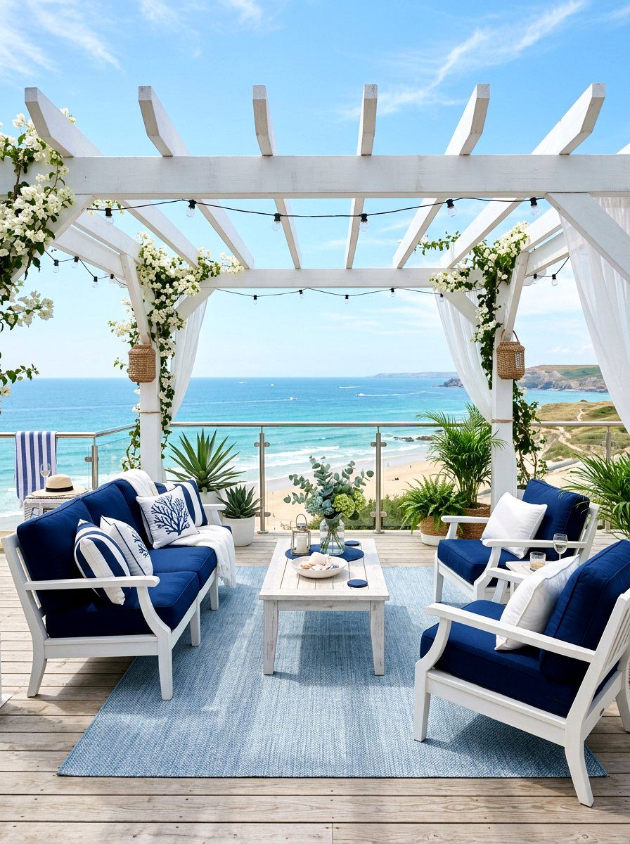 Coastal White Decor - 30 modern backyard lounge ideas