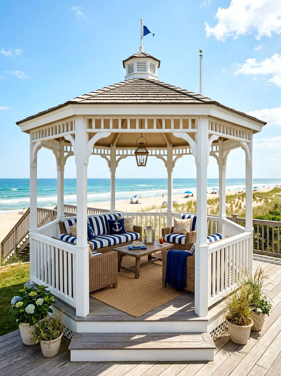 Coastal White Gazebo - 30 cozy gazebo ideas