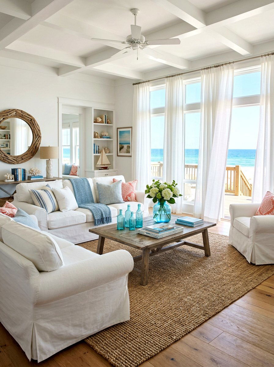 Coastal White Living Room - 30 white living room ideas