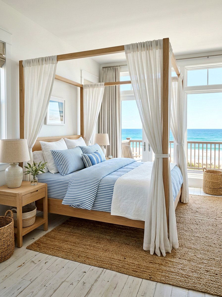Coastal White Oak Canopy Bed - 30 canopy bed ideas