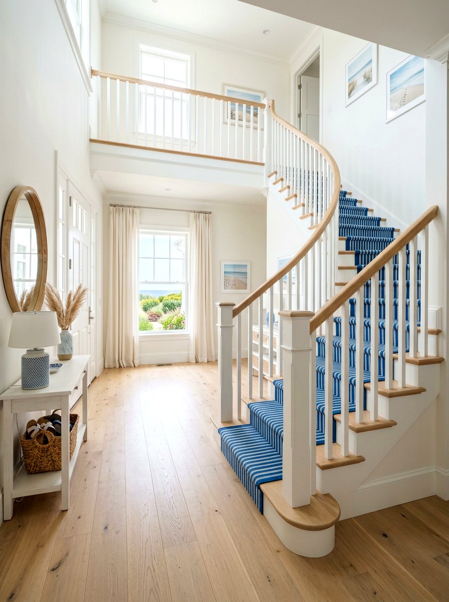 Coastal White Oak Foyer - 30 elegant foyer staircase ideas