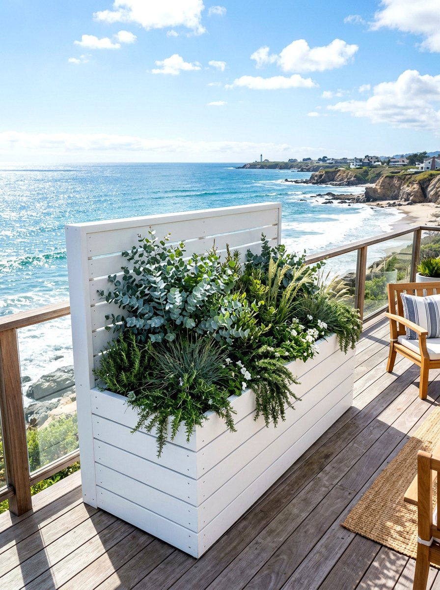 Coastal White Planter - 30 privacy wall planter ideas