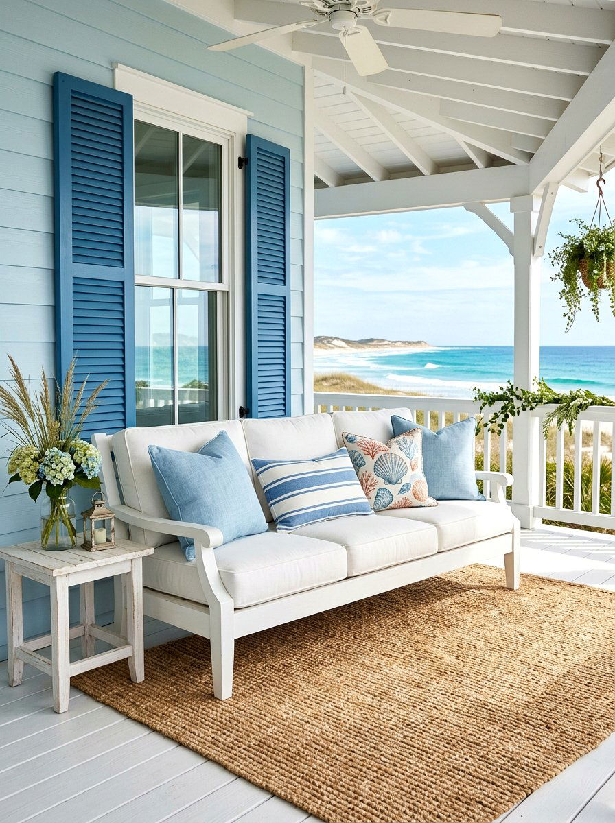Coastal White Porch Sofa - 30 cloud outdoor sofa ideas