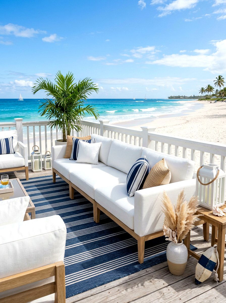 Coastal White Sofa - 30 plush patio seating ideas