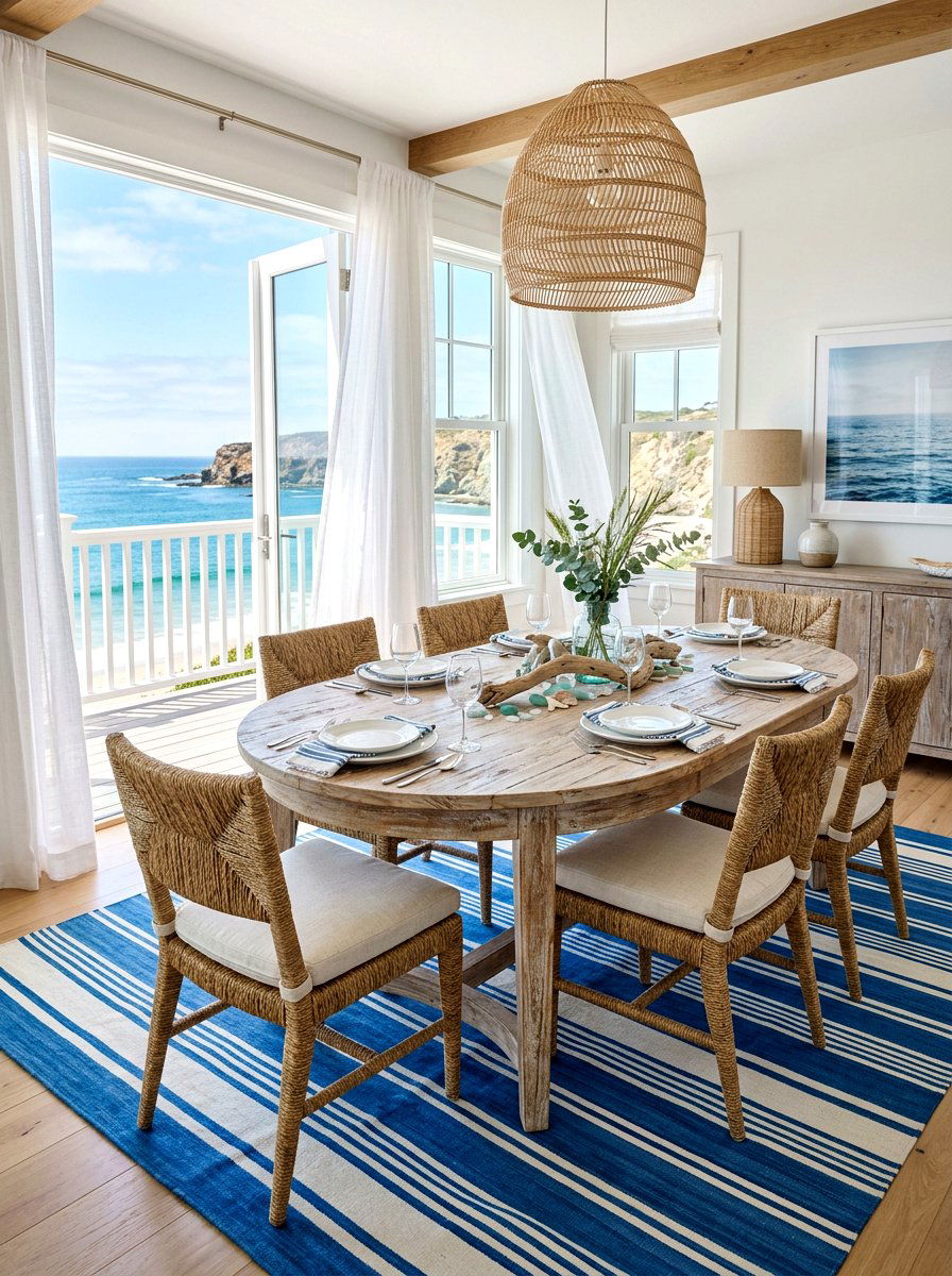 Coastal White Wash Oval Dining Table - 30 oval dining table ideas
