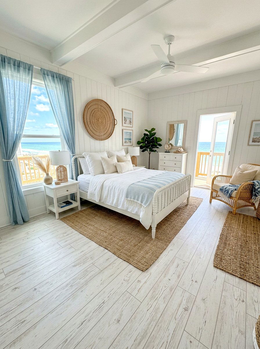 Coastal White Wood Plank - 30 peel and stick floor ideas