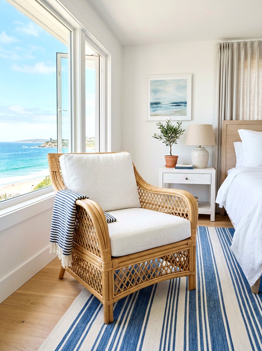 Coastal Wicker Chair - 30 bedroom sitting area ideas
