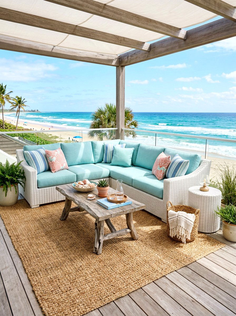Coastal Wicker Seating - 30 poolside lounge ideas
