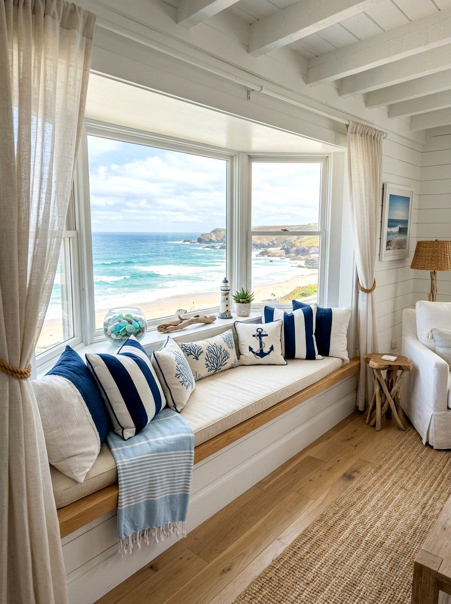 Coastal Window Seat - 30 bay window seating ideas