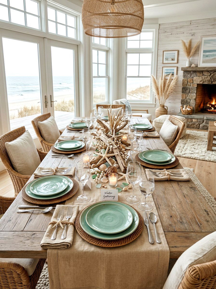 Coastal Winter Dining Table - 30 holiday dining table ideas