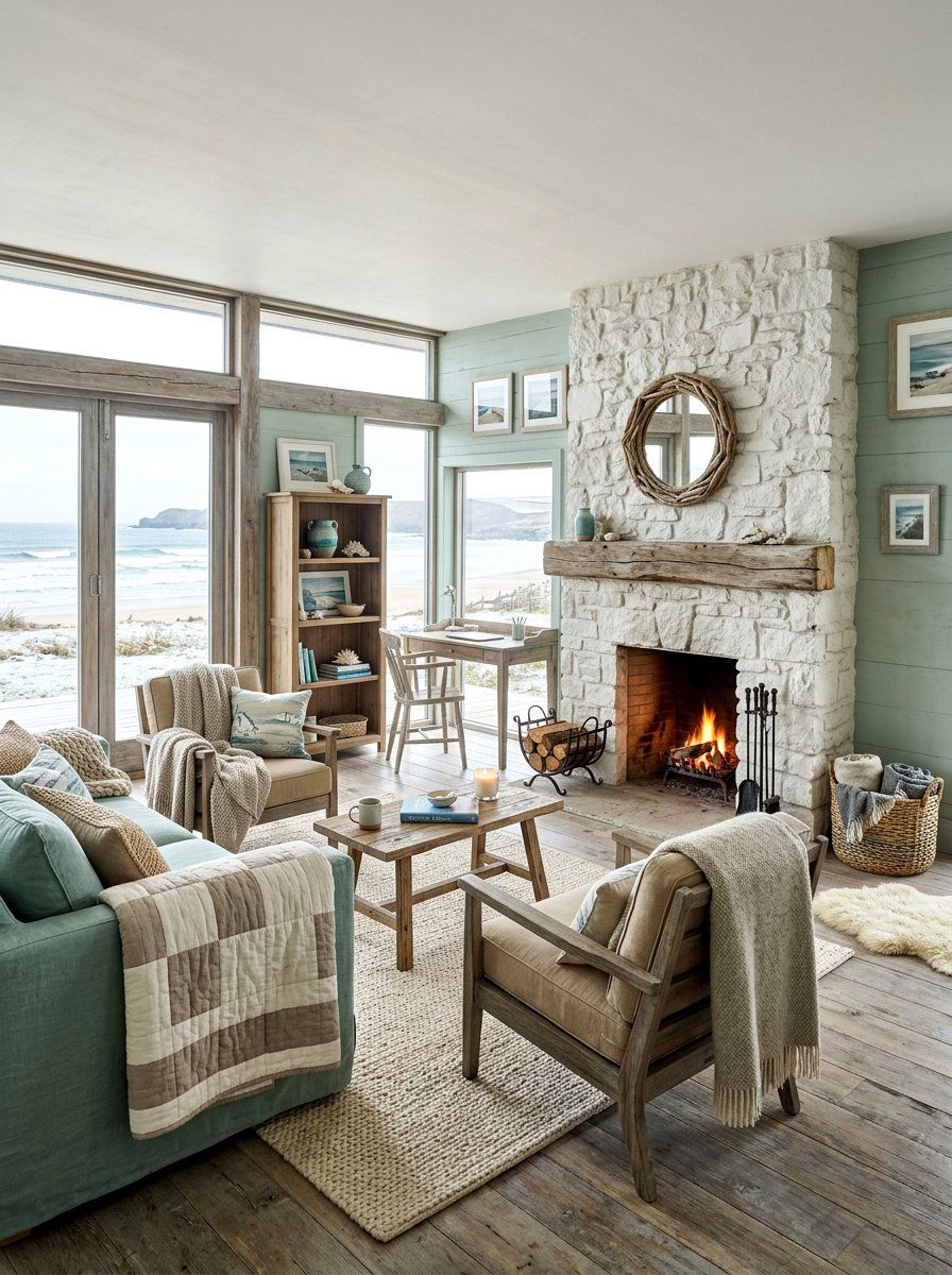 Coastal Winter Lounge - 30 cozy winter lounge ideas