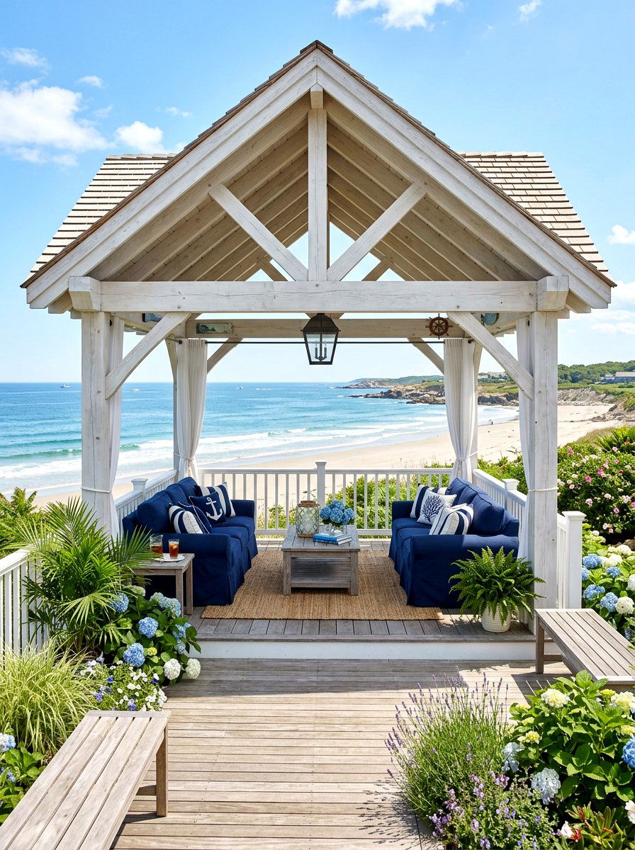 Coastal Wood Pavilion - 30 wood pavilion patio ideas