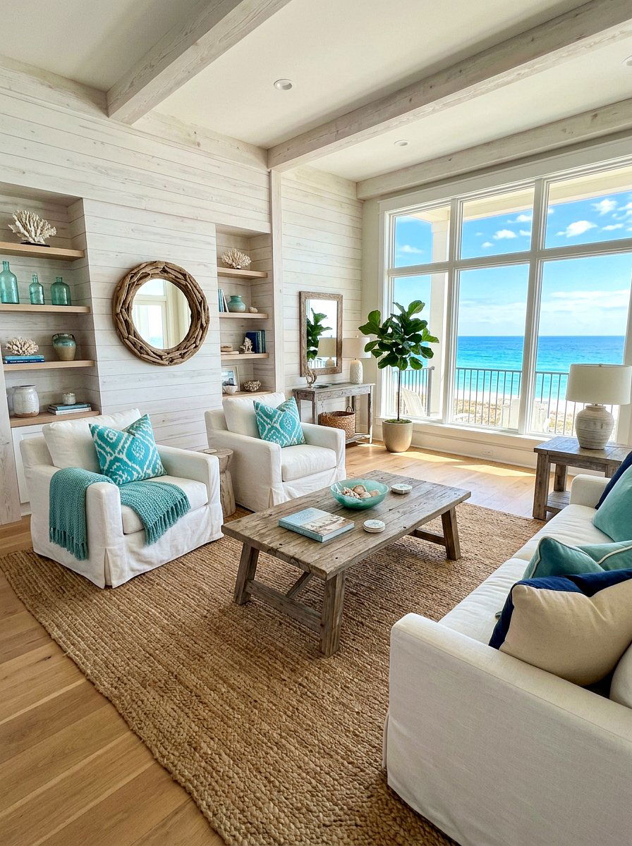 Coastal airy living room - 30 sun washed living room ideas