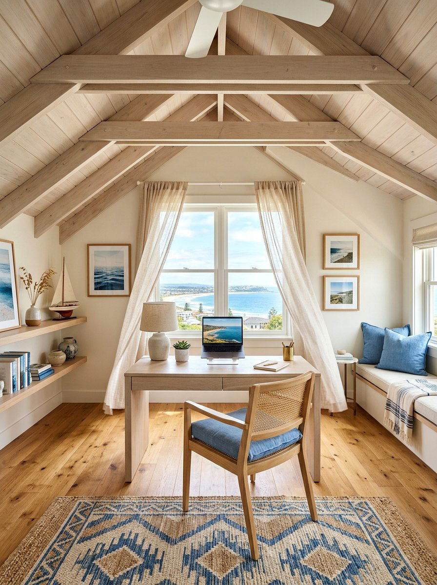 Coastal attic office - 30 attic office ideas