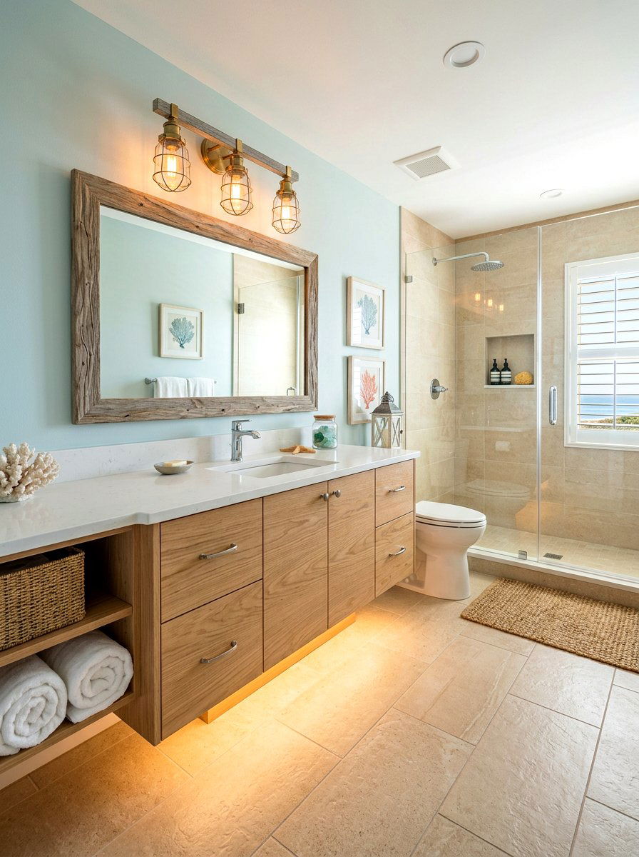 Coastal bathroom vanity lighting - 30 toe kick bathroom lighting ideas