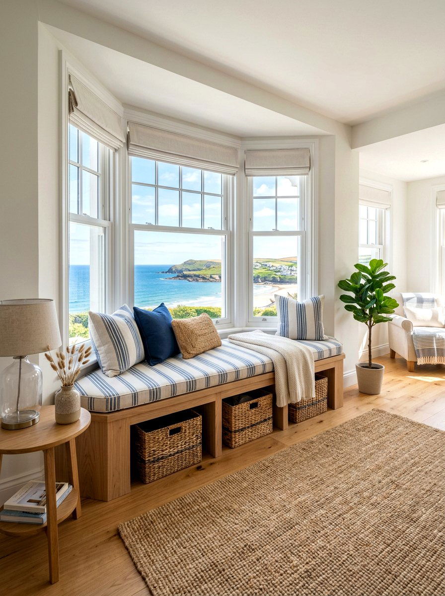Coastal bay window seat - 30 bay window ideas