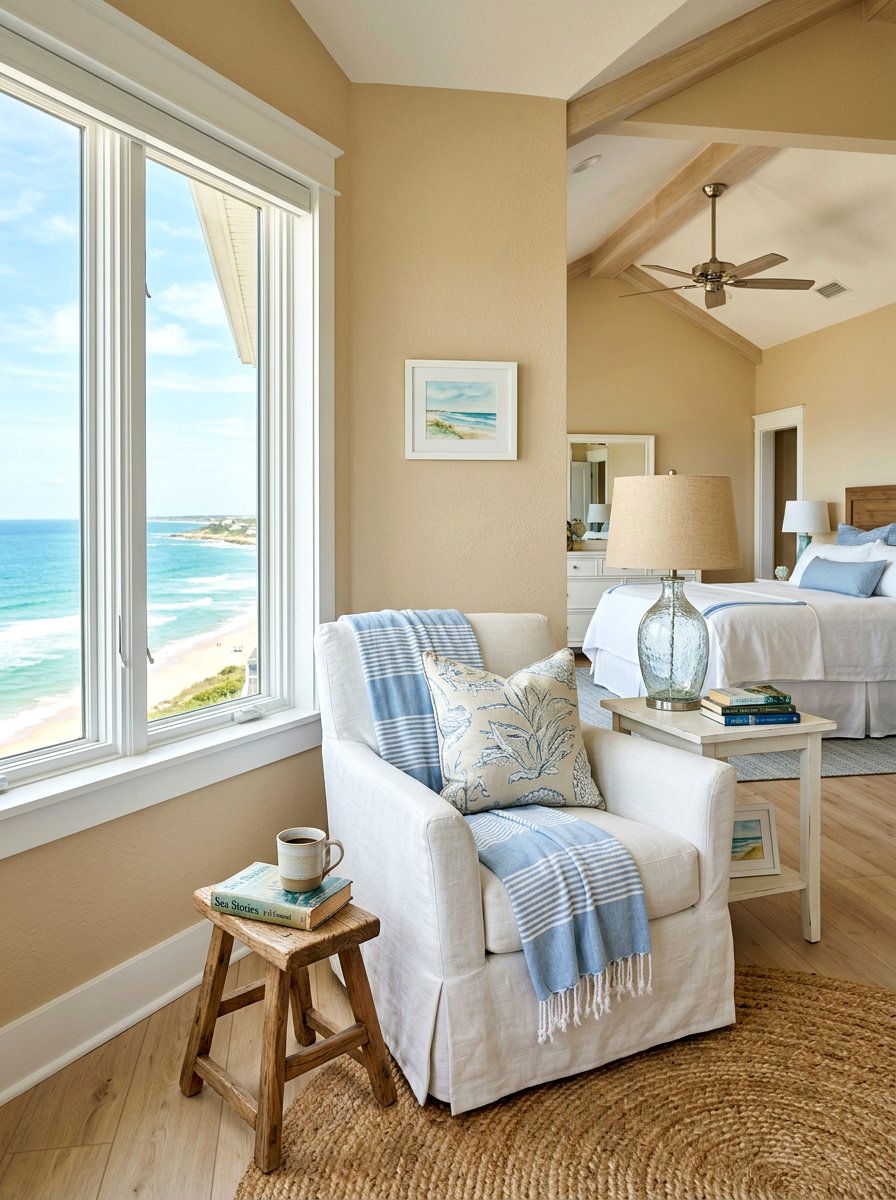 Coastal bedroom reading space - 30 bedroom reading corner ideas
