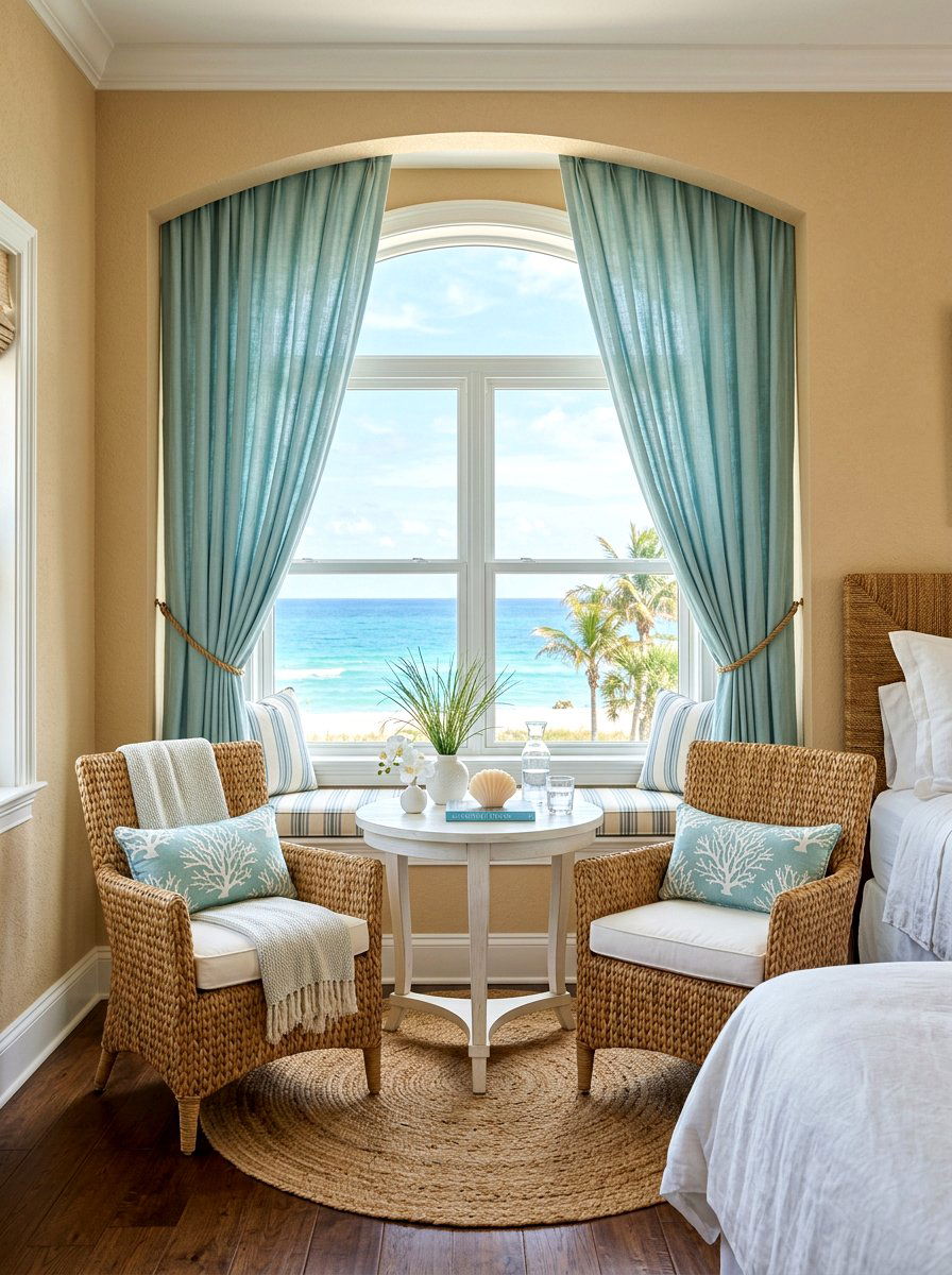 Coastal bedroom window nook - 30 bedroom breakfast nook ideas