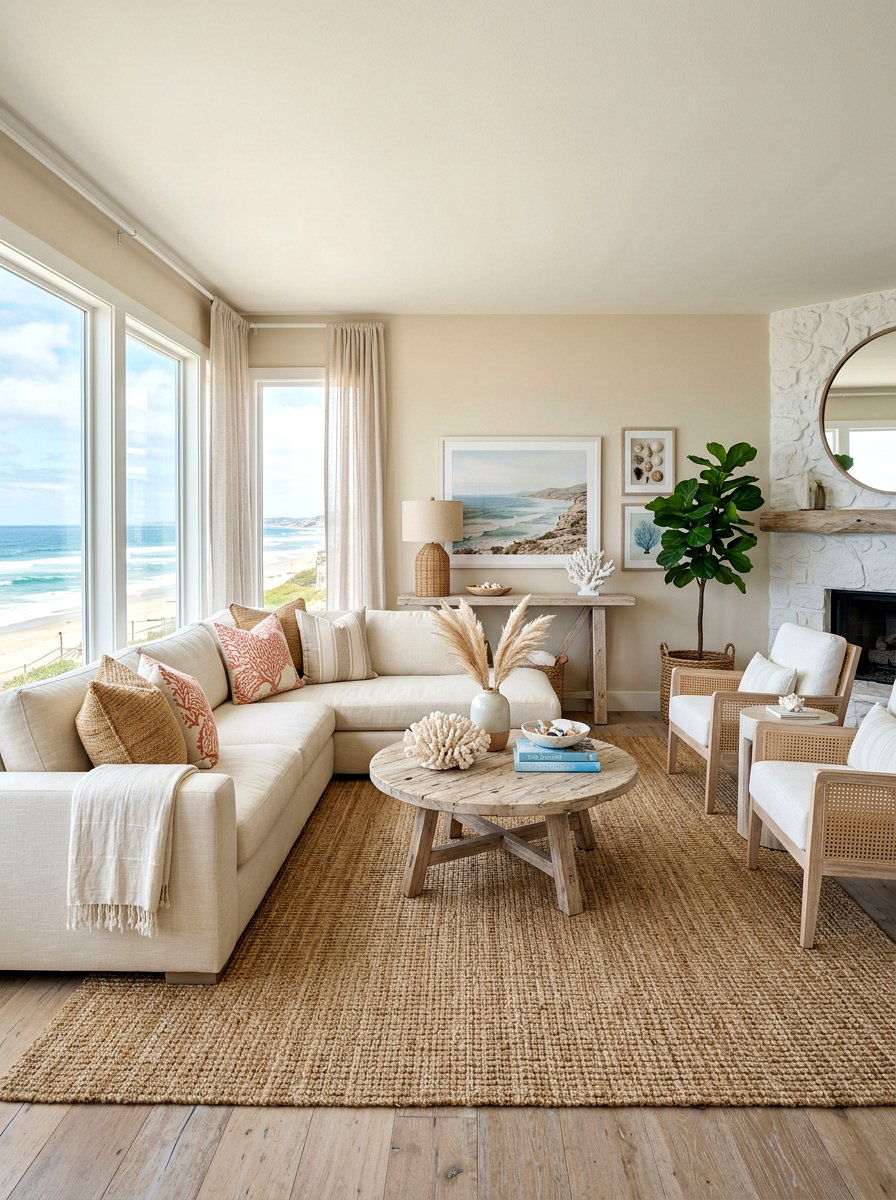 Coastal beige living room - 30 beige living room ideas