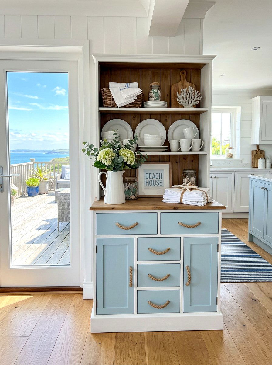 Coastal blue and white kitchen dresser - 30 dresser in kitchen ideas