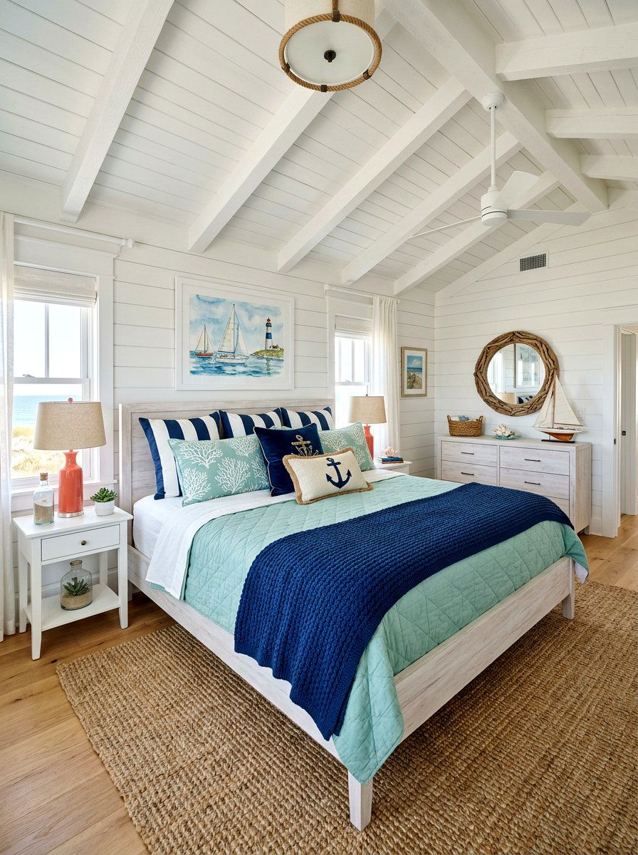 Coastal blue bedding - 30 pillowy bed styling ideas