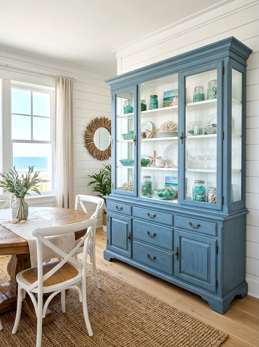 Coastal blue china cabinet - 30 collected china cabinet ideas