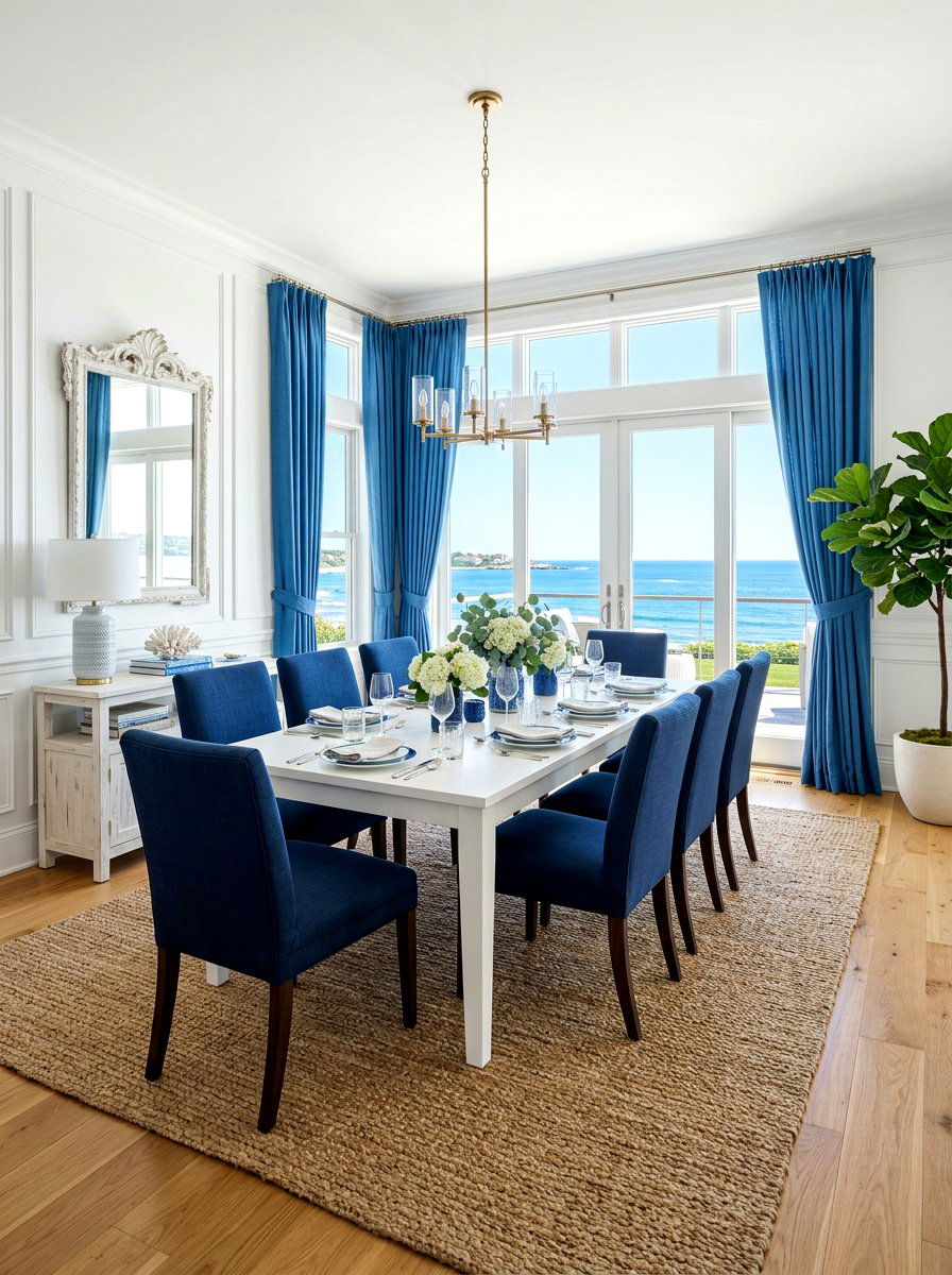 Coastal blue dining room - 30 Mediterranean dining room ideas