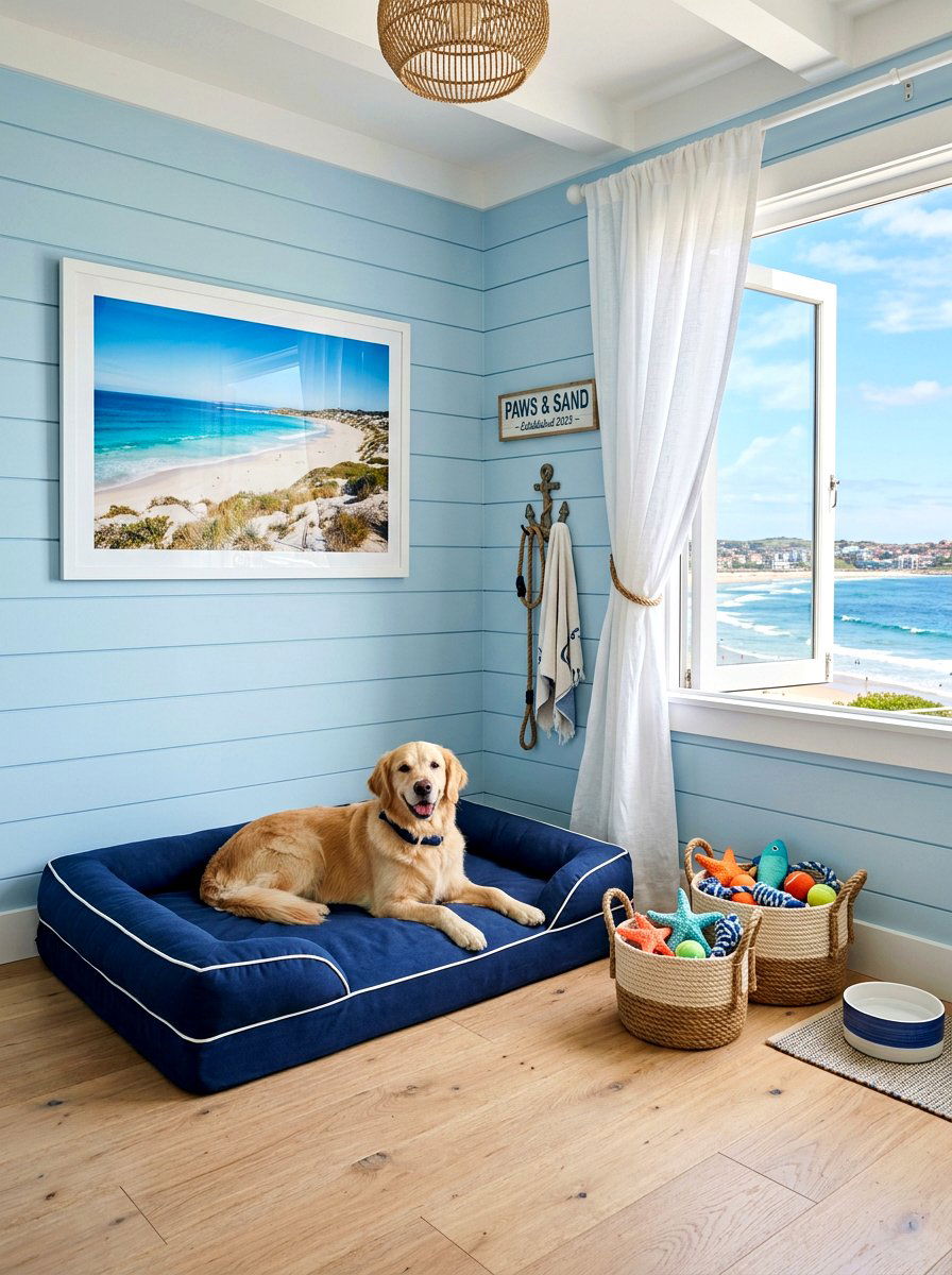Coastal blue dog retreat - 30 Pinterest dog room ideas