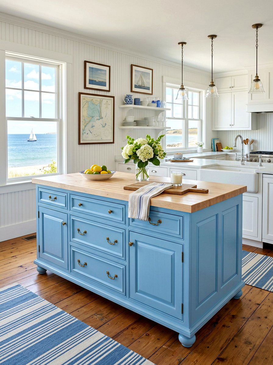Coastal blue dresser island - 30 antique dresser kitchen island ideas