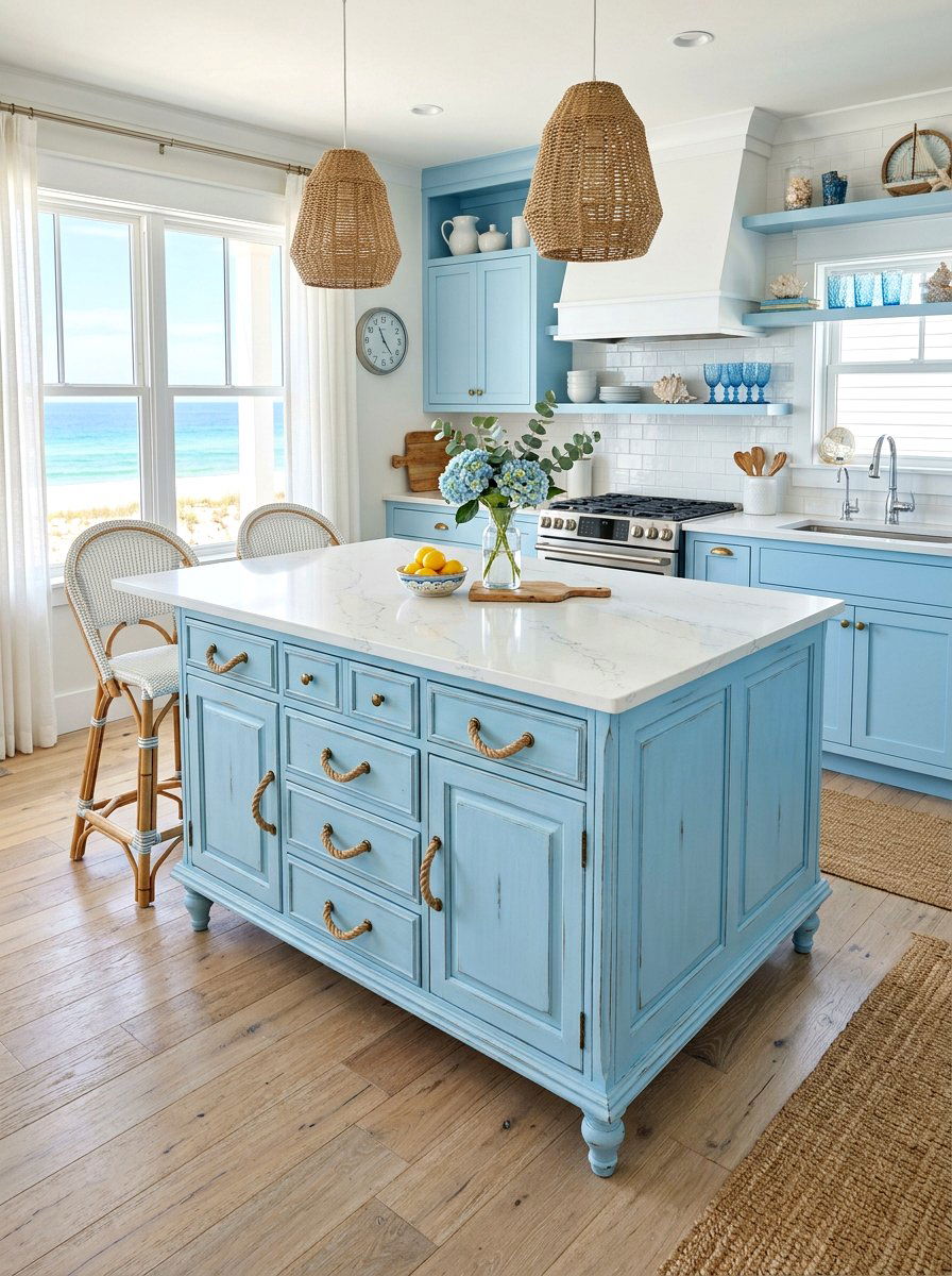 Coastal blue dresser kitchen island - 30 dresser as kitchen island ideas