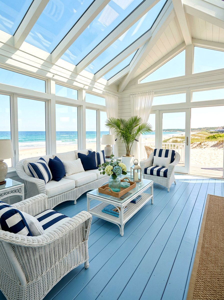 Coastal blue floor - 30 painted floor ideas