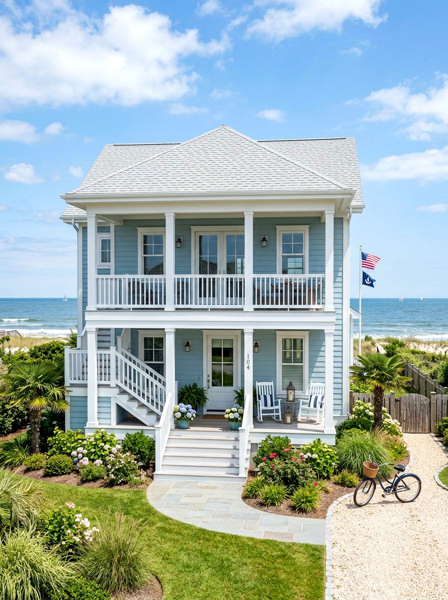 Coastal blue house exterior - 30 two story house exterior ideas