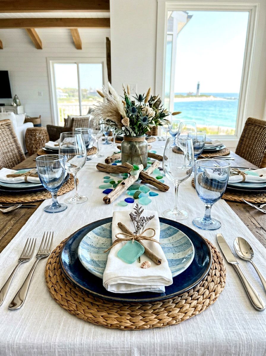 Coastal blue place setting - 30 place setting ideas