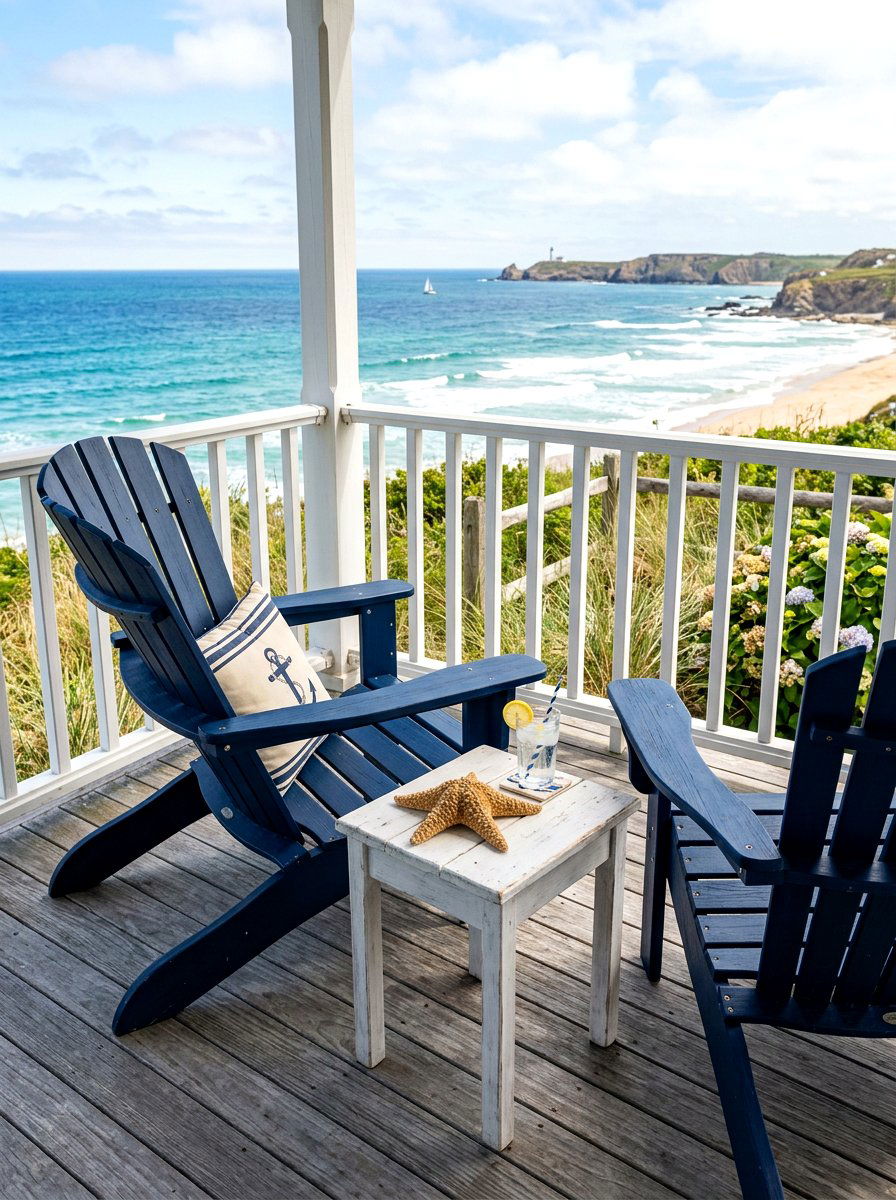 Coastal blue porch chairs - 30 front porch seating nook ideas