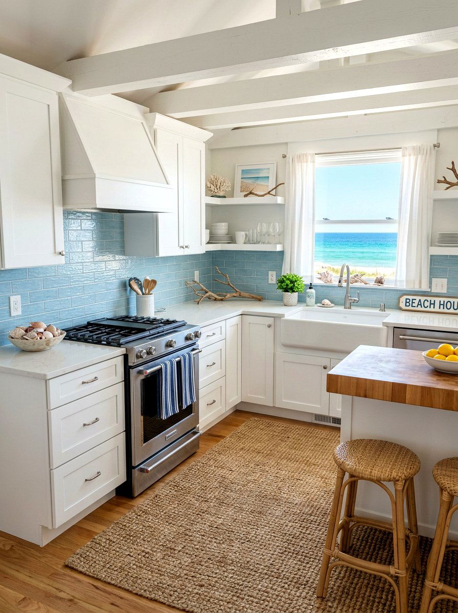 Coastal blue rental kitchen - 30 rental kitchen glow up ideas