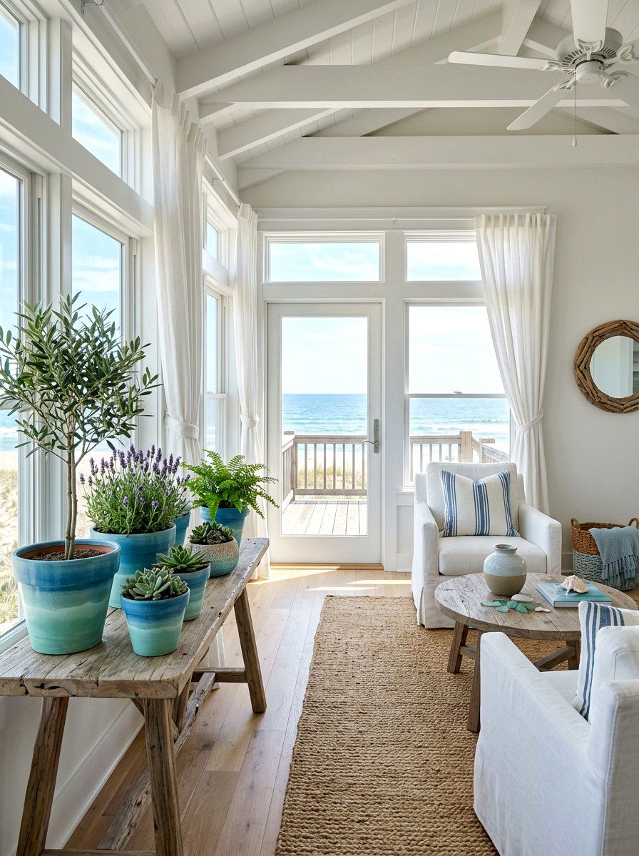 Coastal blue terracotta pots - 30 terracotta pot ideas