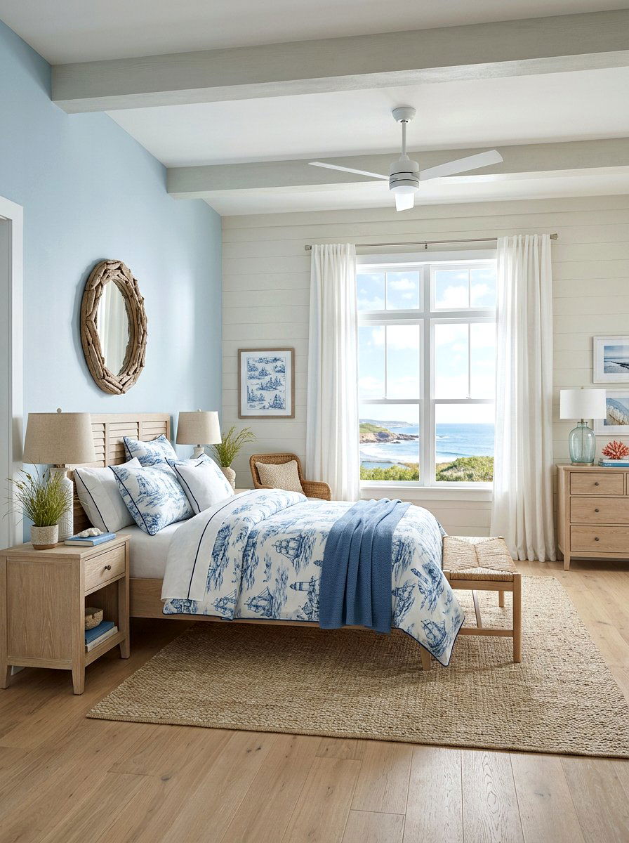 Coastal blue toile theme - 30 toile bedroom ideas