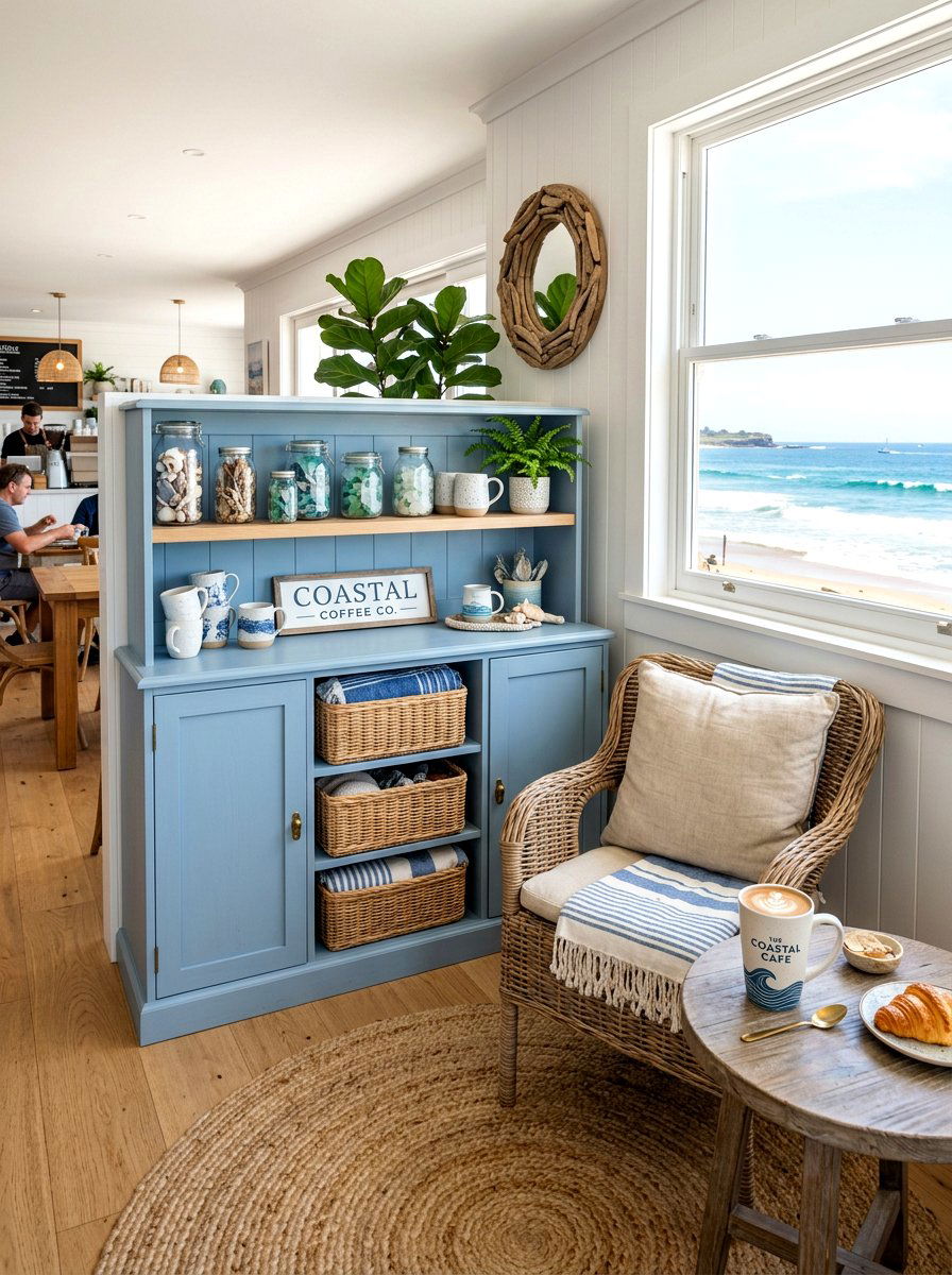 Coastal cafe nook - 30 home cafe kitchen ideas
