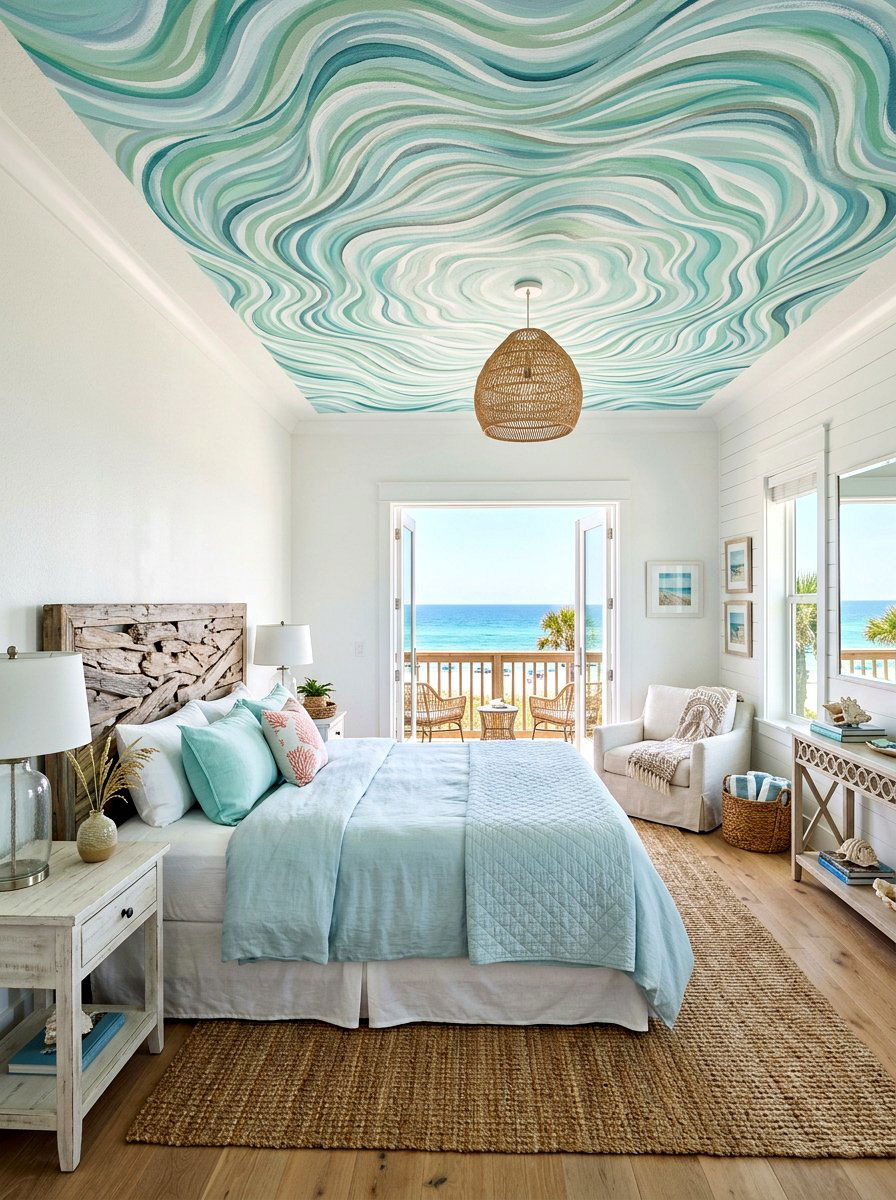 Coastal ceiling mural - 30 ceiling mural ideas
