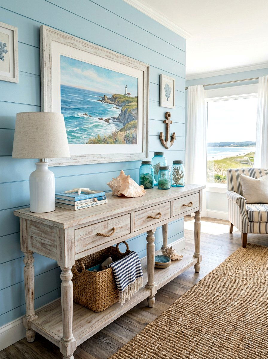 Coastal console table decor - 30 hallway console styling ideas