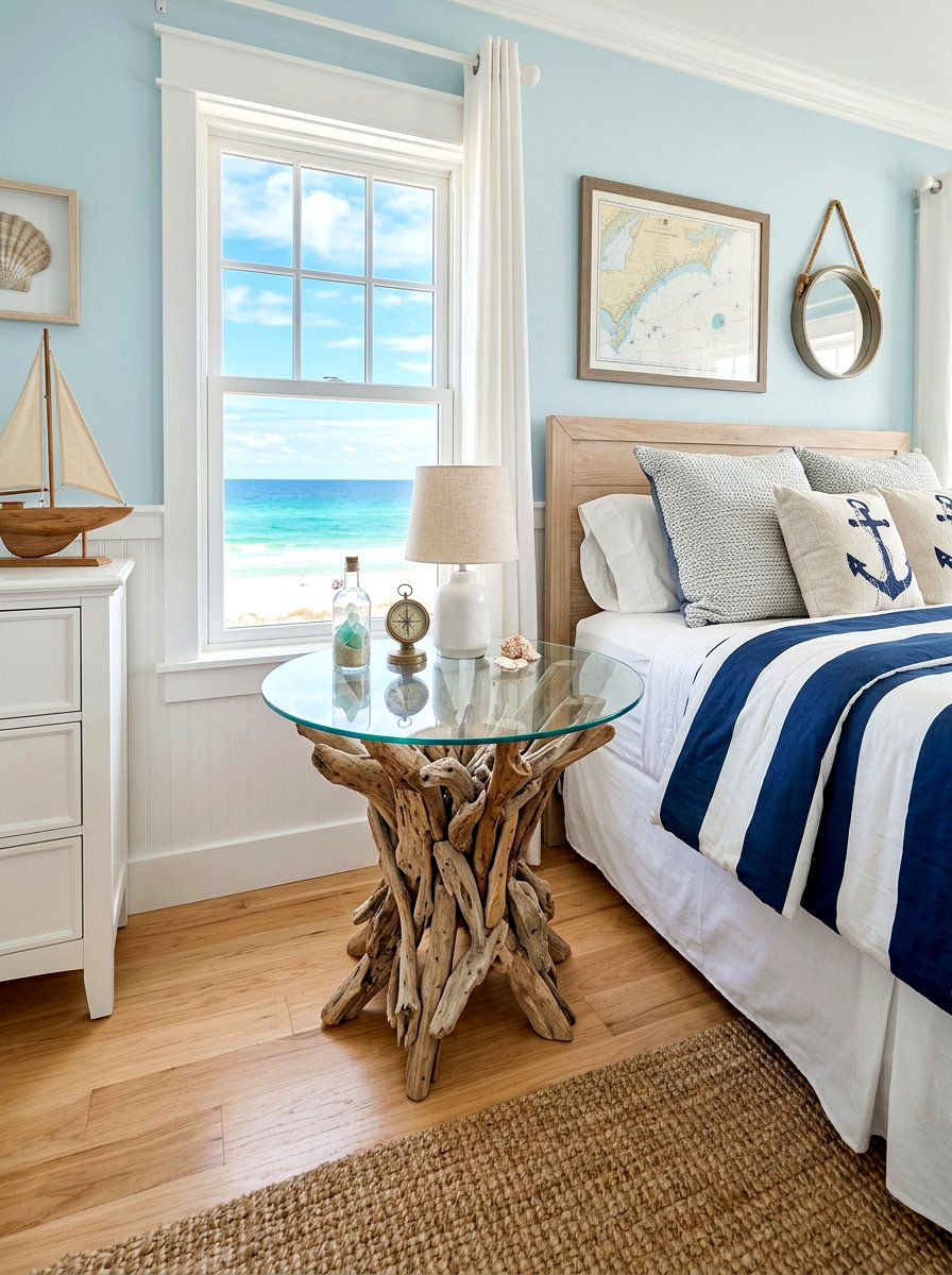 Coastal driftwood side table - 30 guest room nightstand ideas