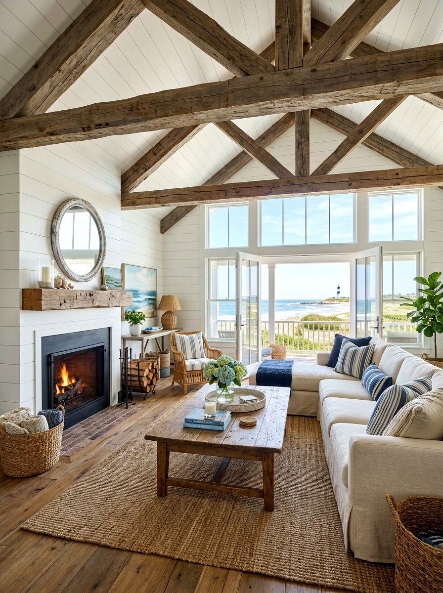 Coastal farmhouse living room - 30 coastal summer living room ideas