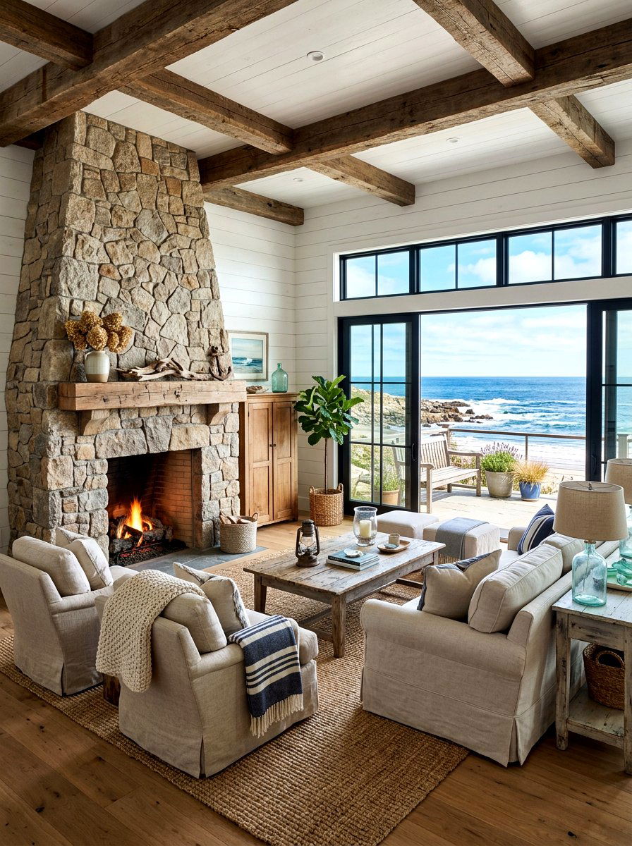Coastal farmhouse living room - 30 coastal living room ideas