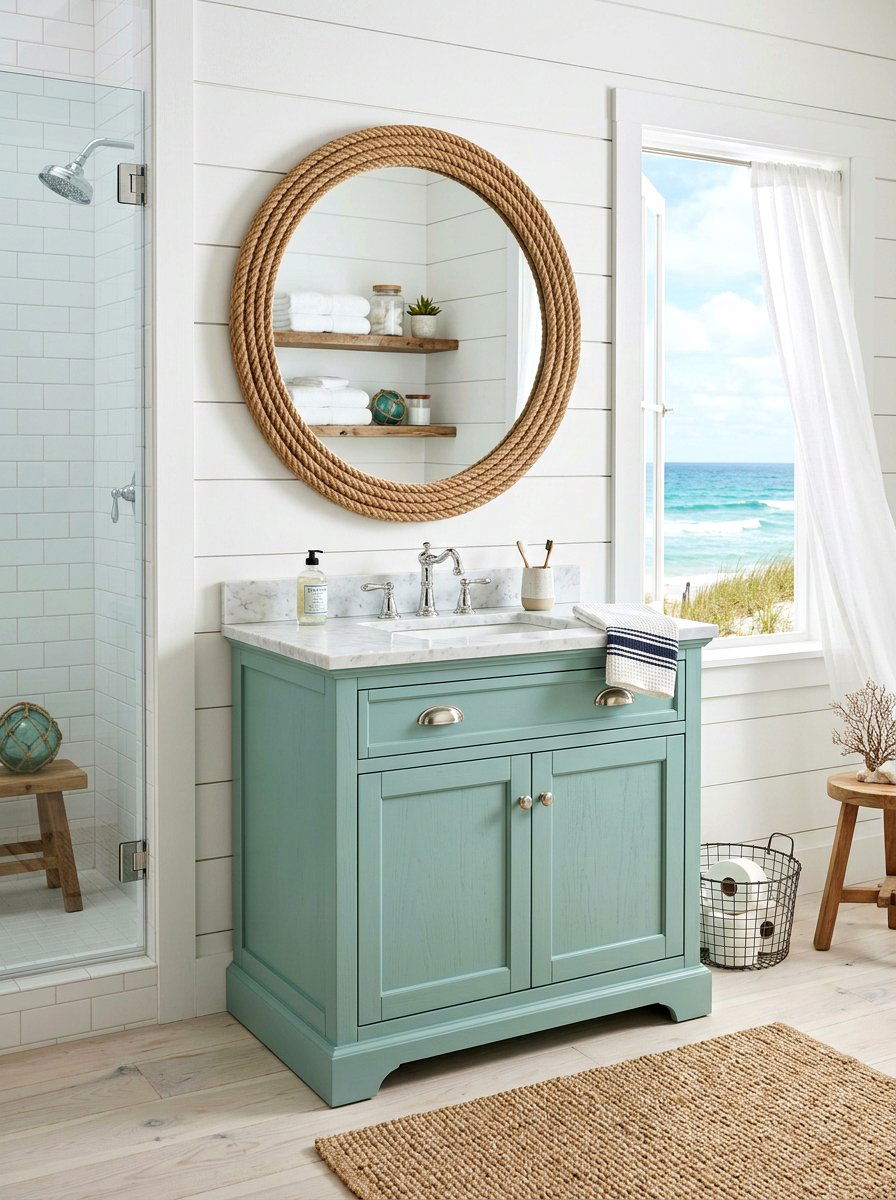 Coastal farmhouse vanity - 30 farmhouse bathroom vanity ideas