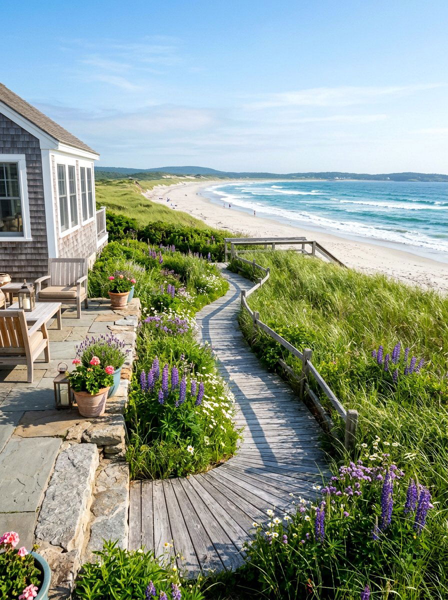 Coastal garden path - 30 beach house patio ideas