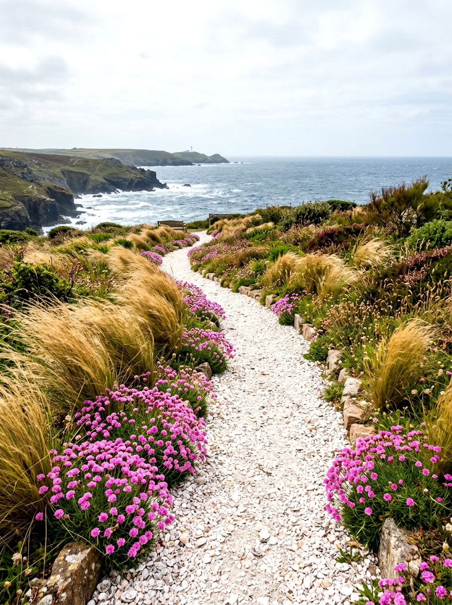Coastal garden walkway - 30 front path flower bed ideas
