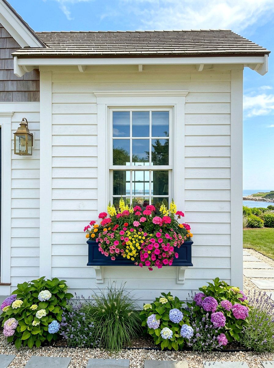 Coastal house window boxes - 30 beach cottage exterior ideas